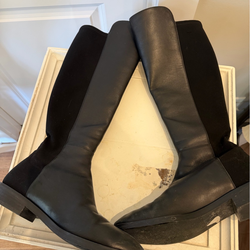 Stuart Weitzman Black Knee-High Heeled Boots - Picture 8 of 12